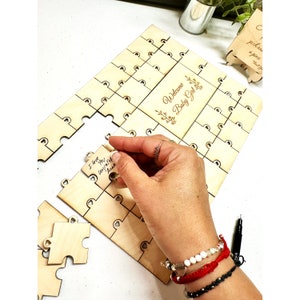 Puzzle Baby Shower Guestbook Alternative  First Birthday Wood Unique Guestbook