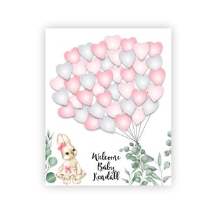 Bunny Balloon Guestbook Baby Girl or Baby Boy Baby SHower Digital File