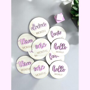 Disco de hitos mensuales para bebés Marcador de hitos mensuales para bebés de 1 a 12 meses, Tarjetas de hitos mensuales de madera