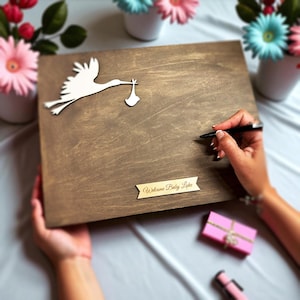 Guestbook Personalized Stork Baby Shower Alternative Board to Sign Guest Book Alternative Baby Shower Guest Sign