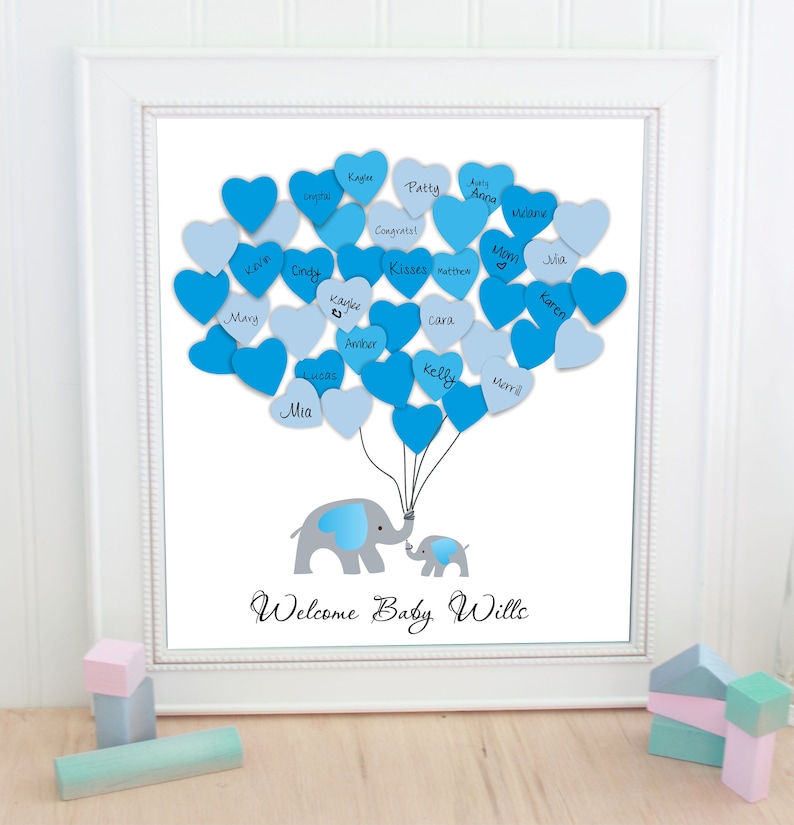 Elephant Baby Shower Guest Book Alternative Balloon unframed Etsy