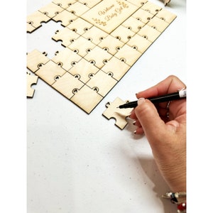Baby Shower Guestbook Alternative Puzzle  First Birthday Wood Unique Guestbook