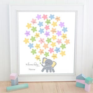 Baby Elefant und Blumen Gästebuch Alternative ballon druckbares Gästebuch little peanut gstebuch
