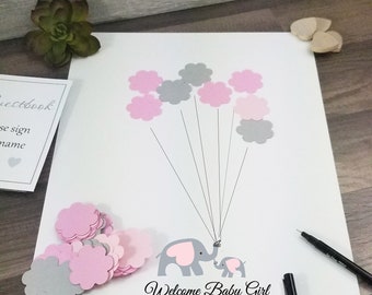 elephant baby shower Guest Book Alternative balloon -unframed GuestBook little peanut elephant themed gstebuch