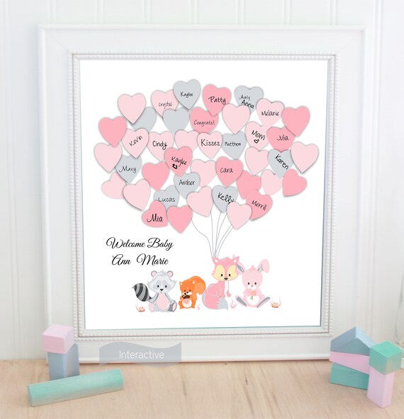 Woodland Baby Shower Guest Book Alternative Balloon Printable Etsy