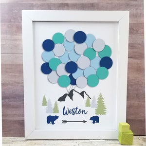 Baby Shower Mountains Boho Guest Book Alternative balloon printable GuestBook little peanut gstebuch