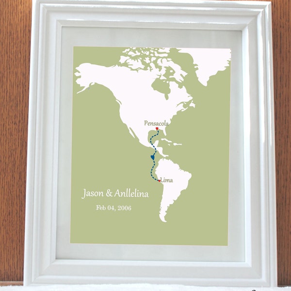 PDF Personalized Custom World Map - 8x10 / Long Distance Relationship or  Anniversary Gift