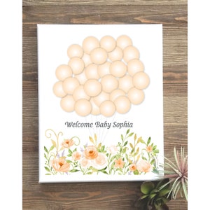 Personalized Girl Blossom Flowers Baby Shower Guest Book Print Alternative Guestbook signatures sing in