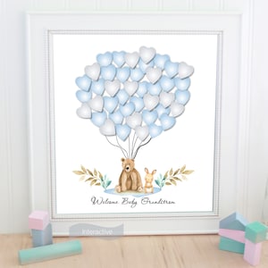 Alternative guest book Baby Shower Balloons bear woodland