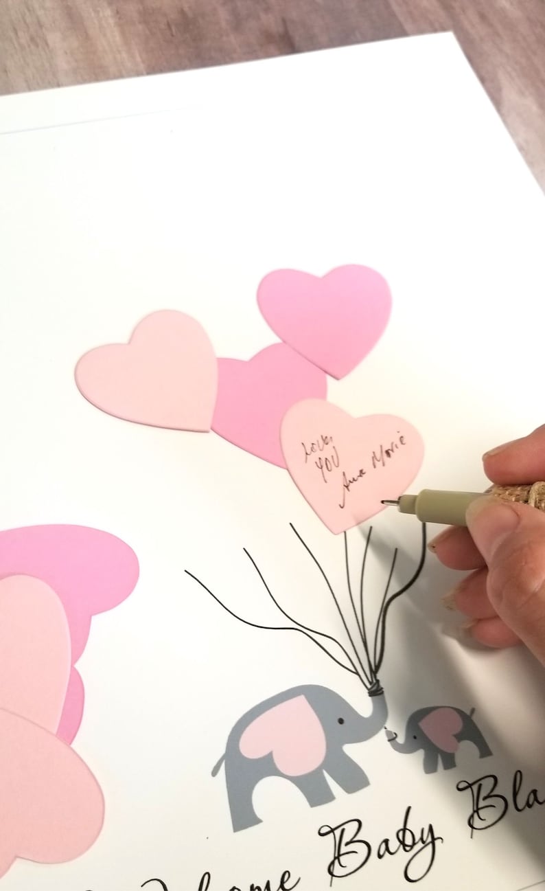 Elephant Baby Shower Guest Book Alternative Balloon unframed Etsy