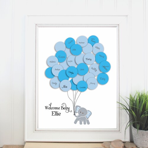 Elephant Baby Girl Shower Guest Book Alternative Balloon Etsy
