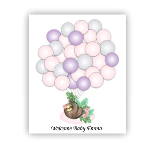 Sloth Flamingo Balloon Guestbook Baby Girl o Baby Boy Baby SHower File digitale