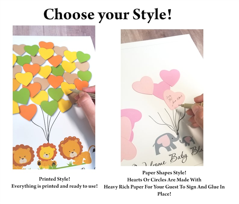 Elephant Baby Shower Guest Book Alternative Balloon unframed Etsy