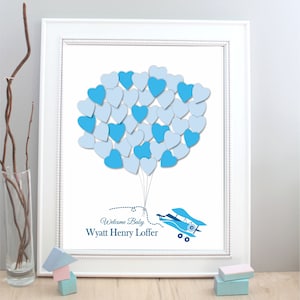 Airplane Personalized  Baby Shower  Guest Book Alternative balloon -unframed  GuestBook