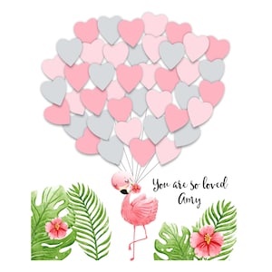 Pink Flamingo Balloon Guestbook Baby Girl o Baby Boy Baby SHower File digitale