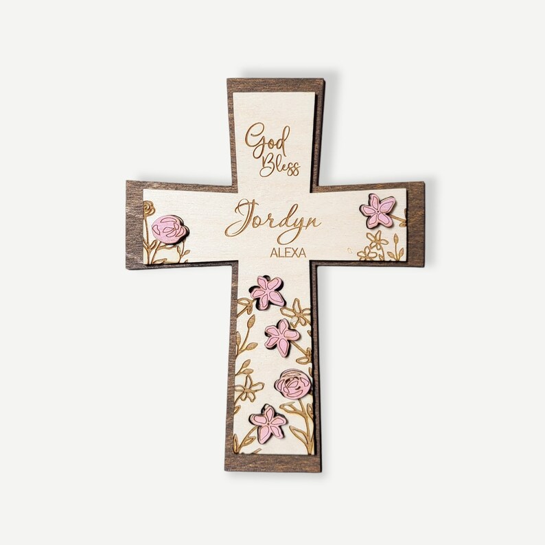 Personalized Cross baby Girl Baptism Christening Gift image 4