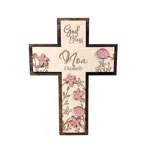 Personalized Cross baby Girl  Baptism Christening Gift