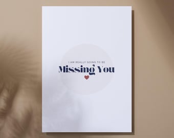 Afdrukbare kaart Missing You Farewell | Minimalistisch ontwerp | Digitale download