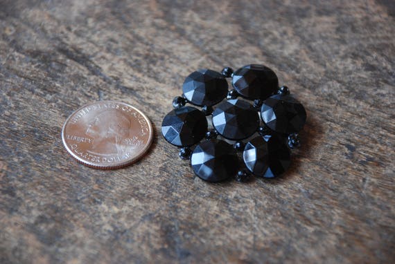 Antique French Jet Black Glass Mourning Brooch Wi… - image 7