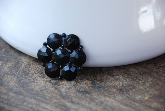 Antique French Jet Black Glass Mourning Brooch Wi… - image 8