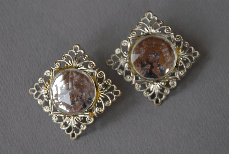 Vintage West Germany Clip On Earrings Silver Tone Filigree Etsy