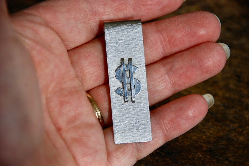 Vintage KREMENTZ Money Clip Brushed Silver Tone Rectangle Mid Century 1960's // Vintage Accessories image 3