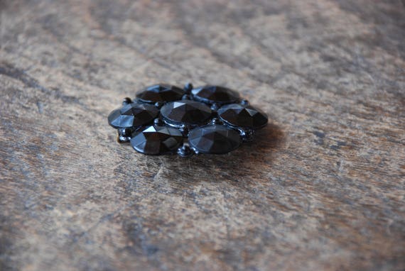 Antique French Jet Black Glass Mourning Brooch Wi… - image 5