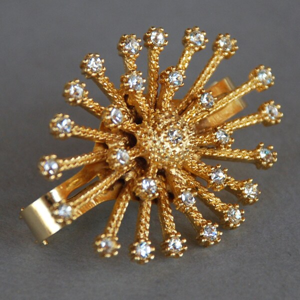 Vintage Rhinestone Dress Clip Atomic Sunburst Scarf Clip Coat Clip Mod Mad Men Mid Century 1960's // Vintage Costume Jewelry