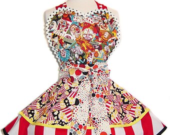 Creepy Clown Pinup Apron/Retro Apron/Woman’s Apron/Rockabilly/50s Style/Diner Apron