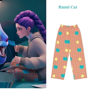 KPop Demon Hunters Rumi Cat Pajama Pants, Rumi Jinu Mira Zoey Kpop Demon Hunters Sleepwear, Gift For Kpop Lovers,Rumi Pajama Pants