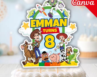 Toy Story Cake Topper, bearbeitbarer Toy Story 5 Party-Kuchentopper, Wood Buzz Jessie Centerpieces Party Decor, zwei Infinity und Darüber hinaus-Kuchendekor
