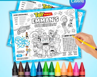 Editable Toy Story Activity Placemat Sheet, Toy Story 2 Party Activity Sheet, Toy Story Woody Coloring Page, Toy Story Birthday Party Decors