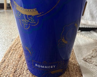 Secchiello da champagne Pommery blu cobalto – Refrigeratore per champagne vintage – Decorazione per bar e cantine