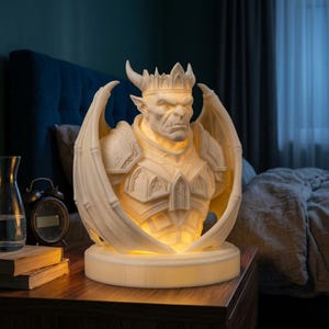 Gothic Gargoyle Decor, Demon King Statue, Dark Academia Light, Medieval Gothic Home Decor, Fantasy Gift