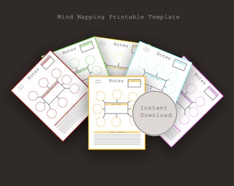 Mind Mapping Template | Printable Notes | Digital Notes | Study Notes | PDF | Digital Template | PDF