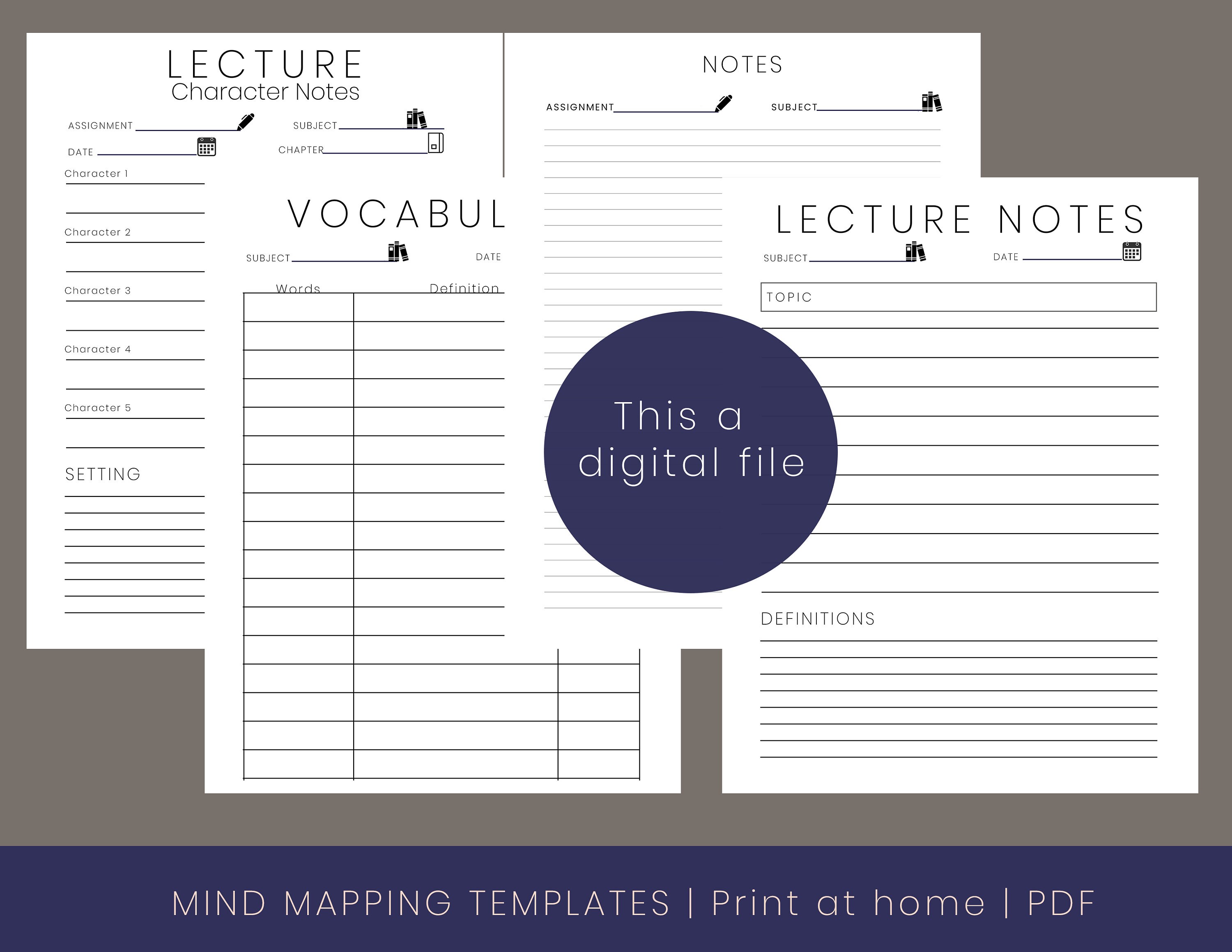 Mind-mapping Digital Files | Printable Lecture Notes, Simple Study Note ...