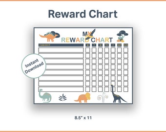 Dinosaur Reward Chart | Printable Sticker Chart | Kids Chart|  Dino Printable | Weekly Routine | Chore Chart | Instant Download PDF