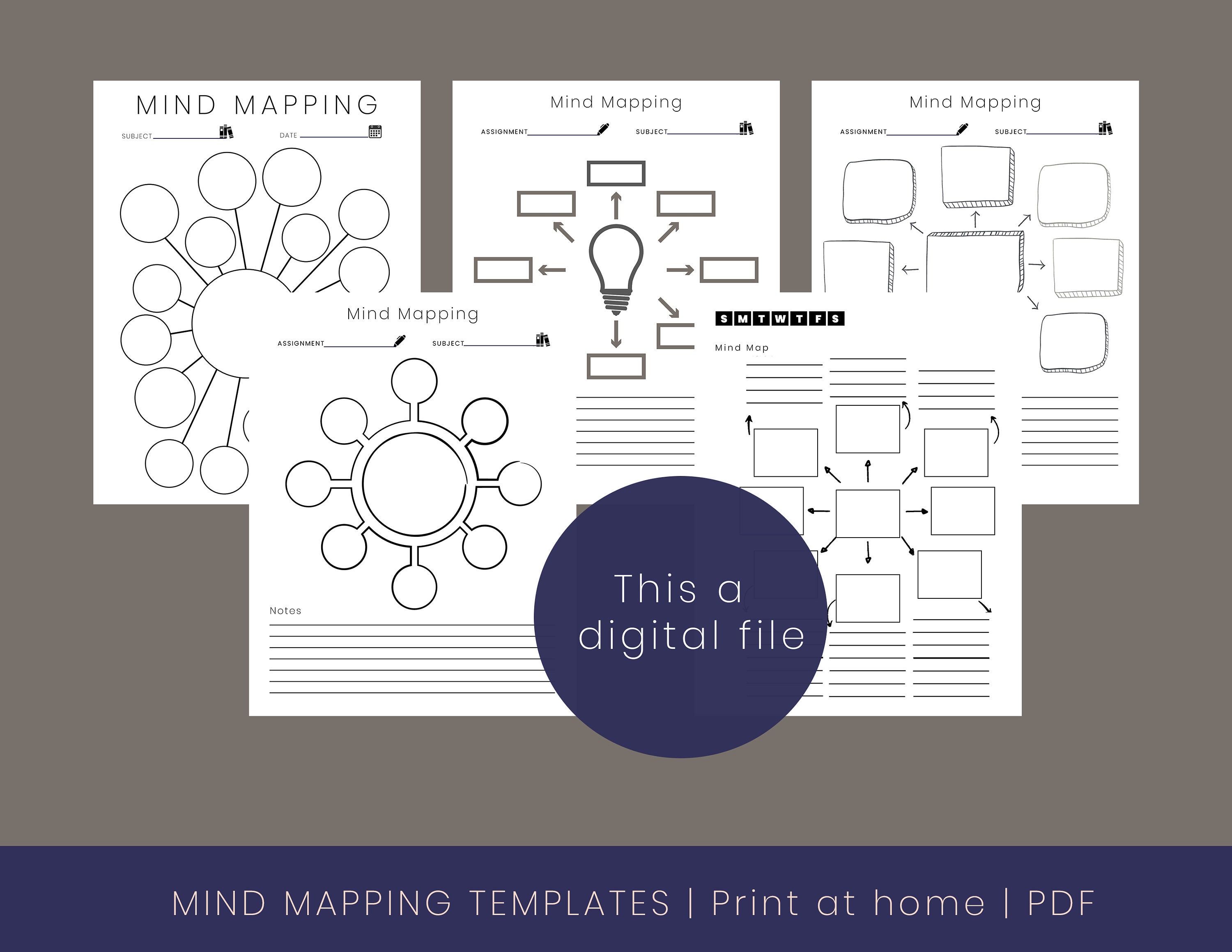 Mind-mapping Digital Files | Printable Lecture Notes, Simple Study Note ...