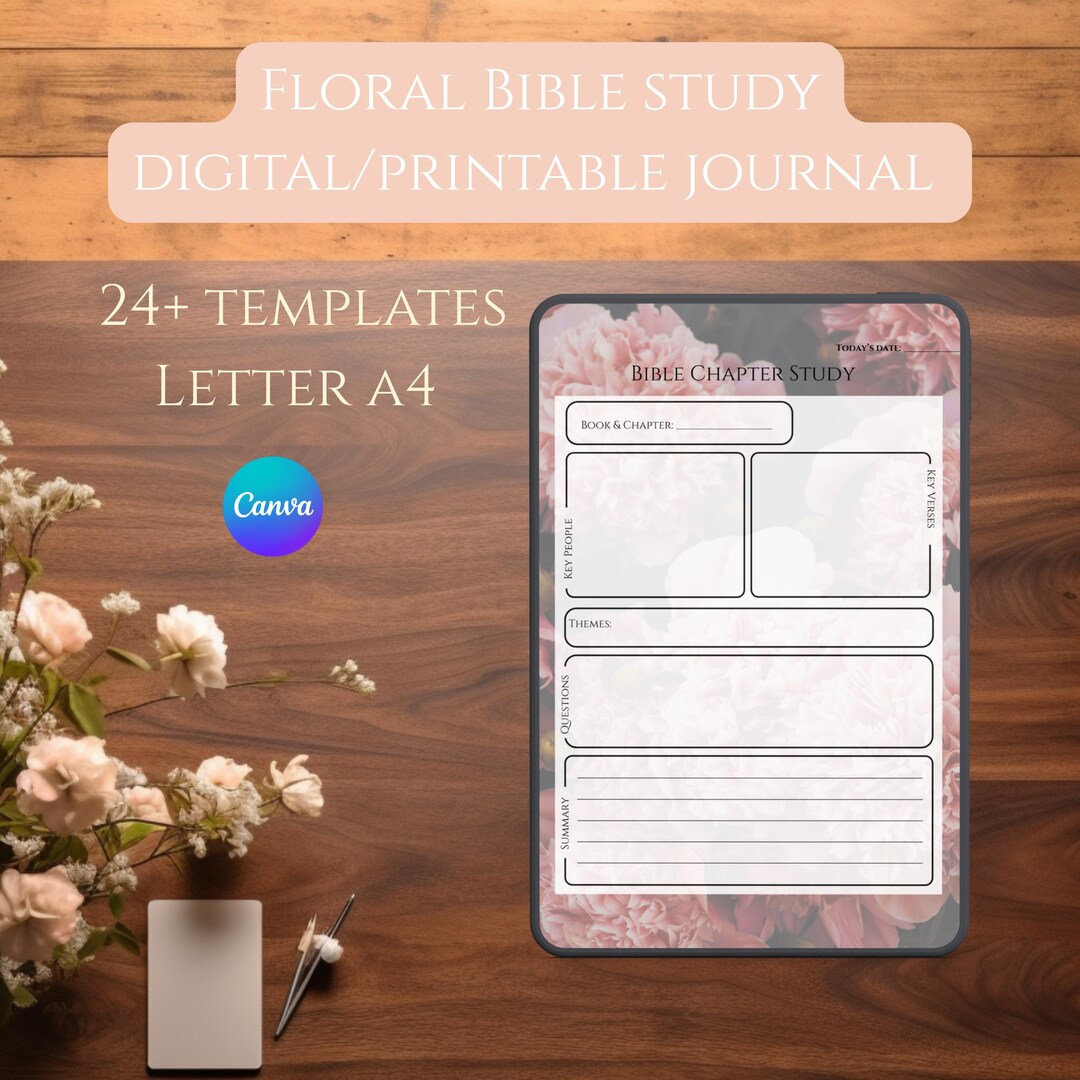 Floral Bible Study Digital/printable Journal – 24+ Templates | Letter ...