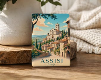Assisi Italy Fridge Magnet, Assisi Travel Souvenir, Umbria Italy Landmark Magnet, Italian Town Keepsake Gift