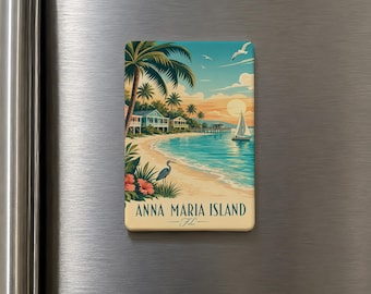 Imán para nevera de la isla Anna Maria, Florida; imán de recuerdo de la isla Anna Maria, Florida; imán de regalo para vacaciones en la playa o en la costa.
