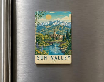 Sun Valley Idaho Fridge Magnet, Sun Valley ID Souvenir Magnet, Idaho Travel Gift, Mountain Resort Town Keepsake Magnet