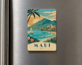 Maui Hawaii Fridge Magnet, Maui HI Souvenir Magnet, Maui Island Travel Gift, Hawaii Vacation Keepsake, Beach Destination Magnet