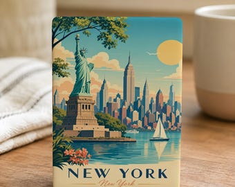 Imán de nevera de Nueva York, imán de recuerdo de Nueva York, imán de monumento de la ciudad de Nueva York, imán del horizonte de Manhattan, imán de la Estatua de la Libertad