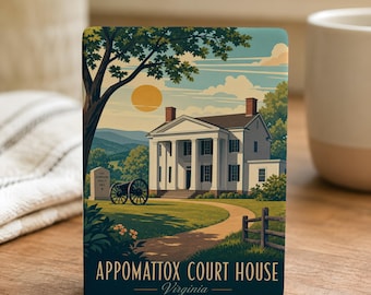 Imán para nevera del juzgado de Appomattox, imán de recuerdo del sitio histórico de Virginia, imán de recuerdo del monumento a la rendición de la Guerra Civil.