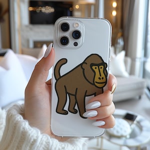 Vintage Style Drill Monkey iPhone Case, Funny Tool Animal Protective Cover