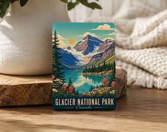Glacier National Park Canada Fridge Magnet, Mountain Landscape Souvenir Magnet, Travel Keepsake, National Park Gift, Canada Trip Magnet