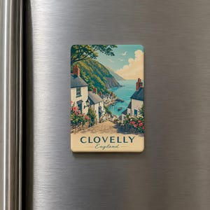 Clovelly England Fridge Magnet, Coastal Village Street Scene Souvenir Magnet, Devon Seaside Travel Gift