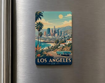 Los Angeles CA Fridge Magnet, Los Angeles California Souvenir Magnet, LA City Travel Gift, USA Landmark Keepsake Magnet