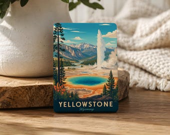 Imán para nevera del Parque Nacional de Yellowstone, imán de recuerdo de Yellowstone, regalo de viaje de Wyoming, imán de los Parques Nacionales de EE. UU.